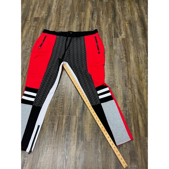 Makobi Mens Red Colorblock Geometric Tracksuit Set 2 Piece Shirt Pants 4XB NWT - Picture 9 of 16